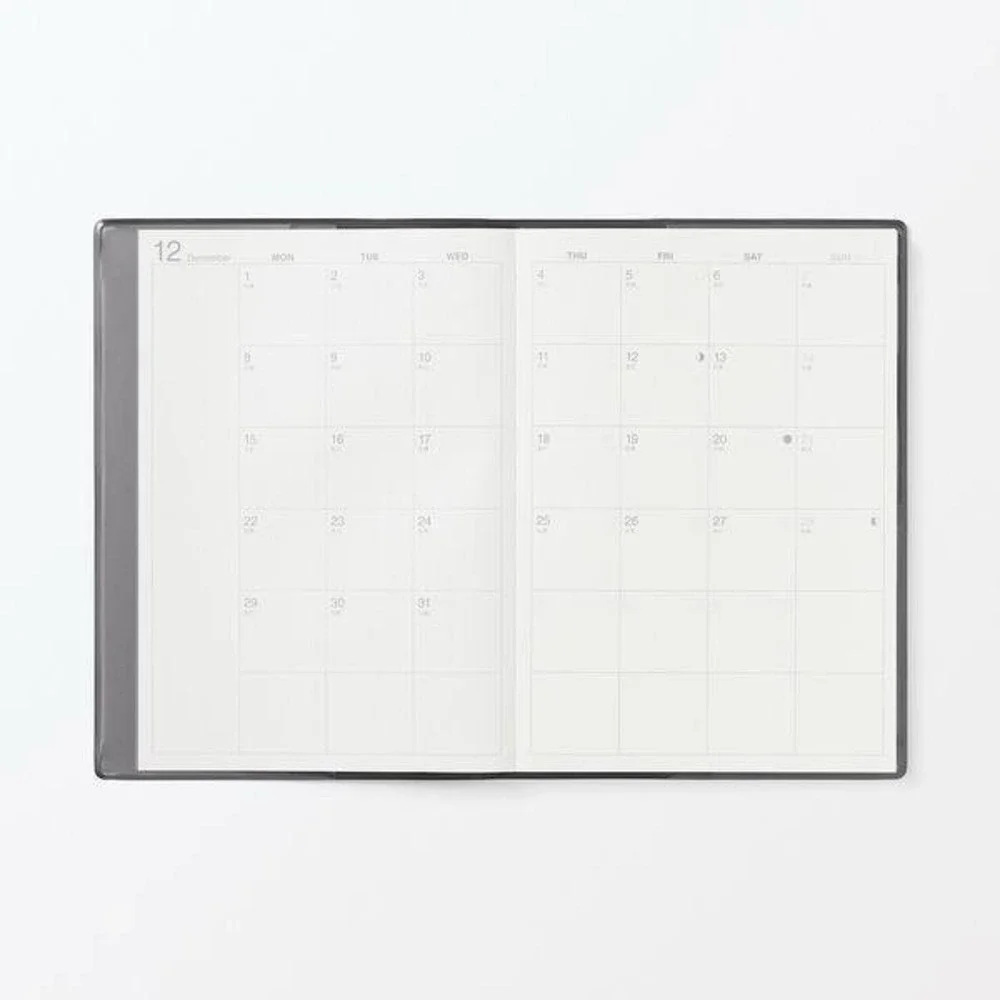 New MUJI 2026 Planner Dark Gray B6 Monthly Weekly From December 2025 JAPAN